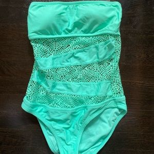 BRAND NEW light blue/mesh Bathing Suit Full Piece